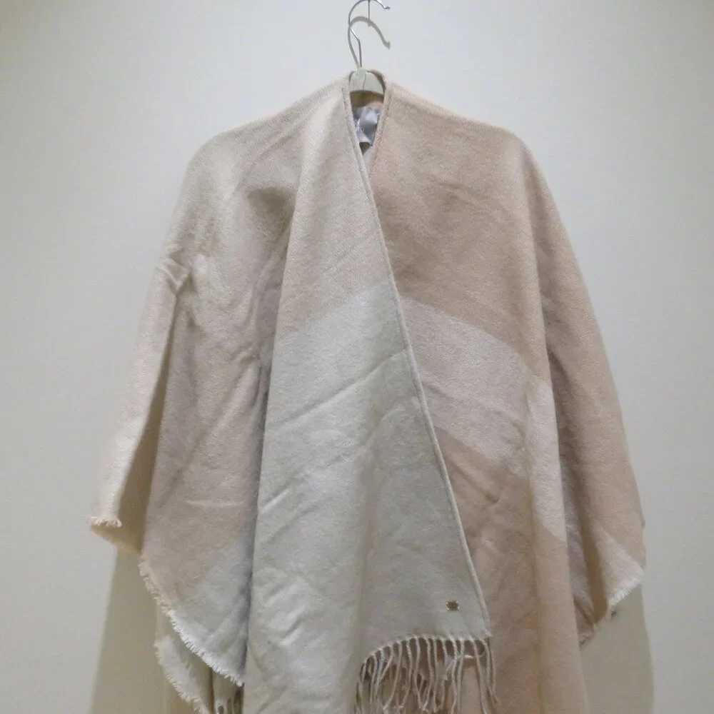 SOIA & KYO Yadira Pink Ivory Colorblock Fringed Wrap Scarf Shawl Neutral NWT